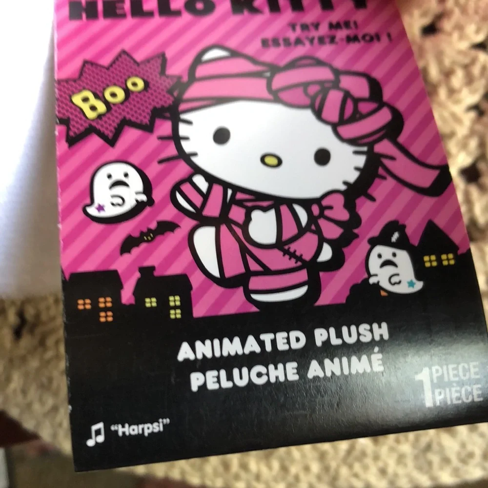 Pink and White Hello Kitty Halloween Plush with Pumpkin Side Stepper - Picture 5 of 8